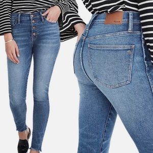 Madewell 10” High Rise Skinny Jeans 27” distressed raw hem